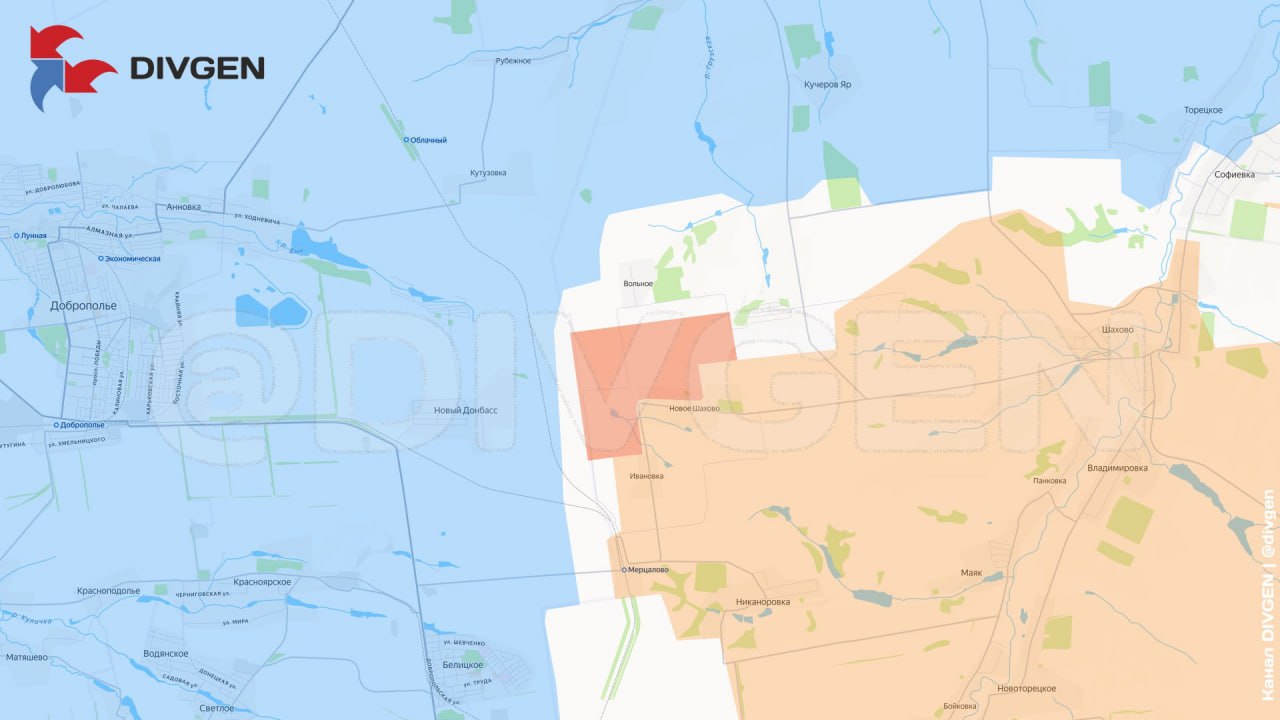 О продвижении штурмовиков ВС РФ у Нового Донбасса на Добропольском направлении сообщает "Divgen"