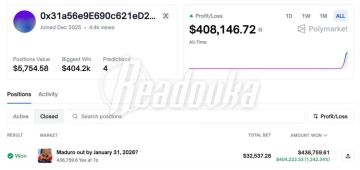 За день до атаки на Венесуэлу анонимный пользователь поставил $32 тыс на то, что США свергнут Мадуро — на ставке он выиграл $400 тыс