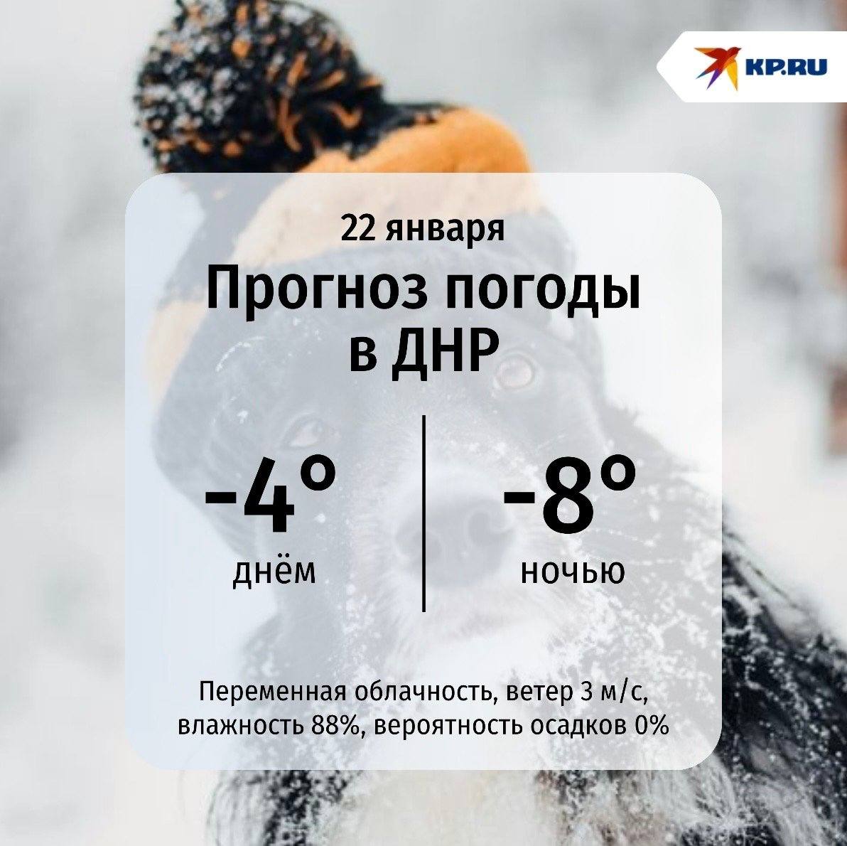 ДНР сегодня в морозном плену: на градуснике от -4 до -8. За окном облачно, но зато тихо — ветер почти не кусается