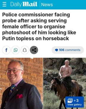 Британский чиновник попал под проверку после фотосессии «в стиле Путина»