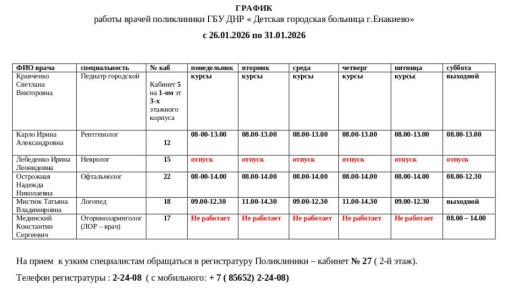 ������ ������ ������ ����������� ������� ��������� �������� �. �������� � 26.01.2026 �� 31.01.2026