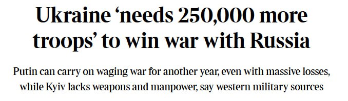 Украине нужно мобилизовать еще 250 тыс военных для перелома войны — The Times