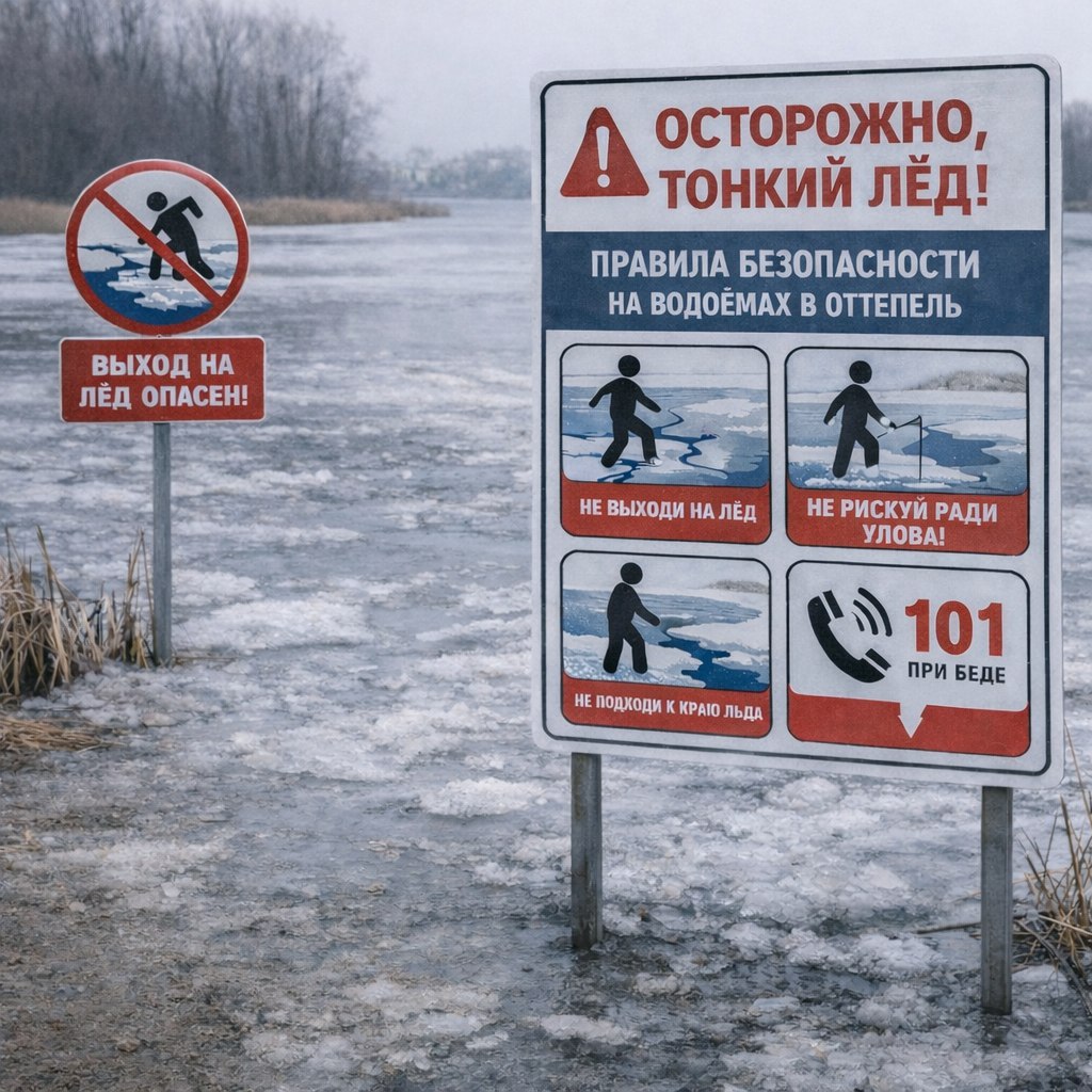 Осторожно, тонкий лёд! Правила безопасности на водоёмах в оттепель