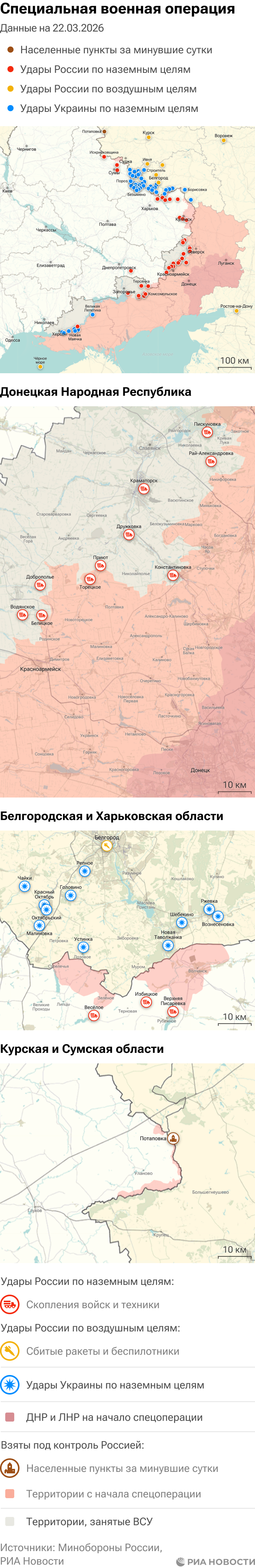 Карта спецоперации Вооруженных сил России на Украине на 22.03.2026