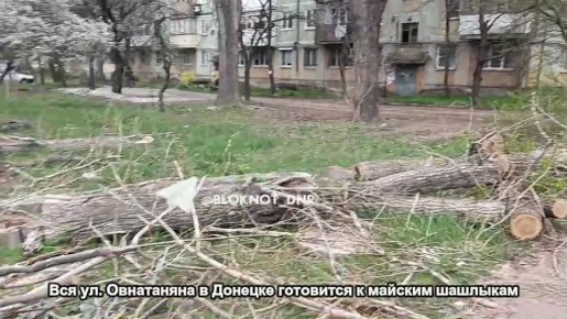 Вся улица Овнатаняна в Донецке готовится к майским шашлыкам