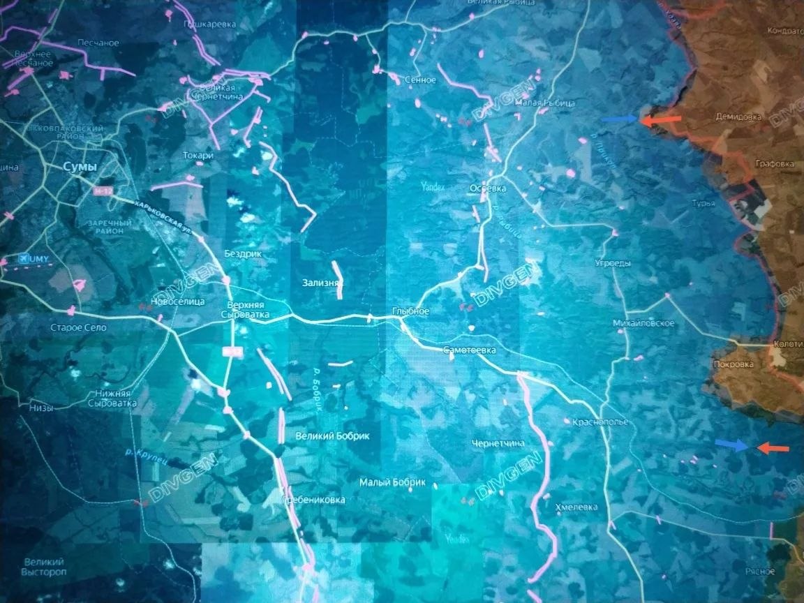 Юрий Котенок: Сумское направление. Накануне пасхального перемирия войска ГрВ "Север" продолжали расширять зону безопасности у границ РФ и продвинулись в направлении Сум с севера и с востока