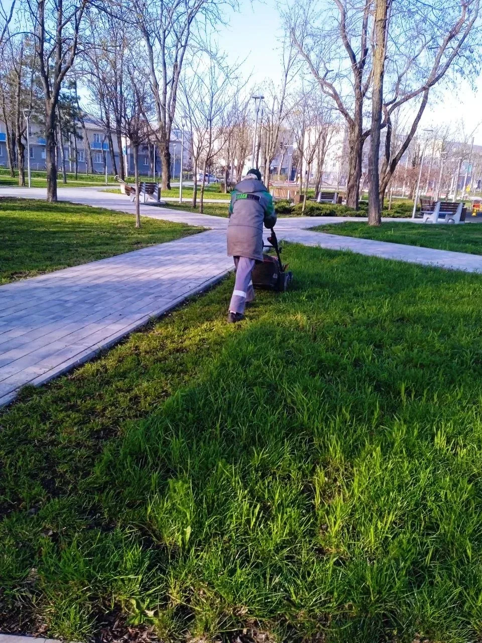 В Мариуполе рабочие зеленого строительства ведут активный покос травы