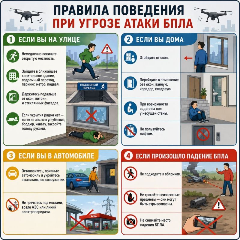 Зайти в здание, отойти от окон: в Штабе Обороны ДНР напомнили, как себя вести при угрозе атаки БПЛА