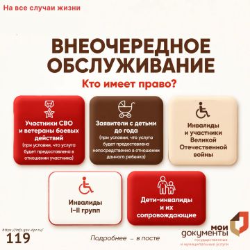 Право на внеочередное обслуживание в МФЦ ДНР