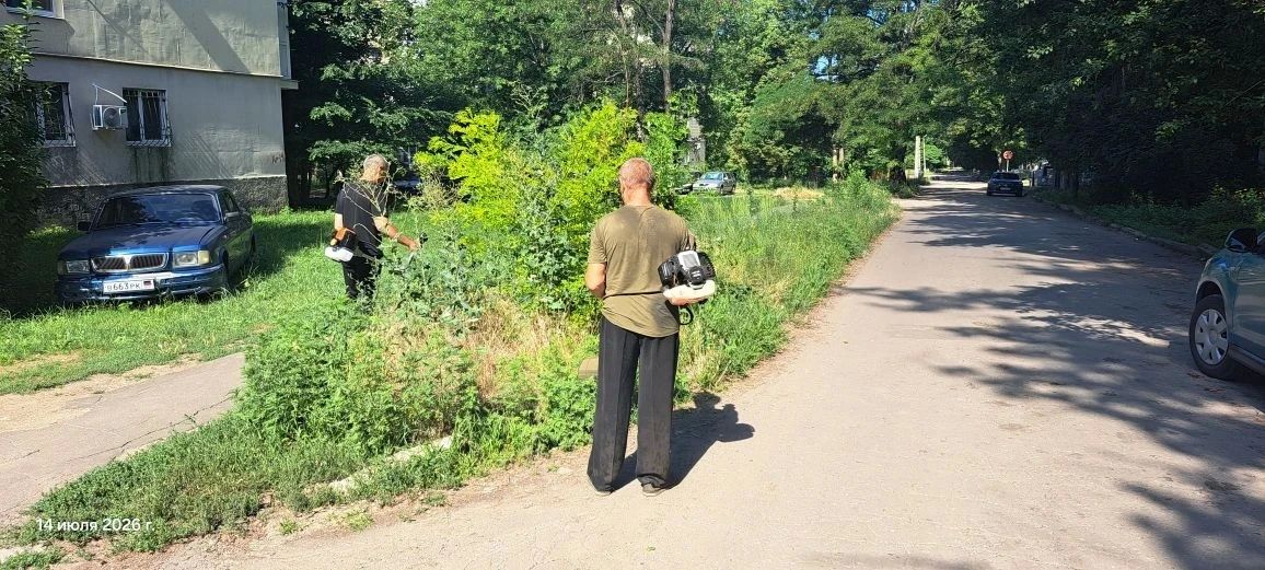 Елена Рязанцева: Сегодня Управой Пролетарского внутригородского района ведутся работы по покосу травы вдоль дороги по ул. Армавирская к школе 150