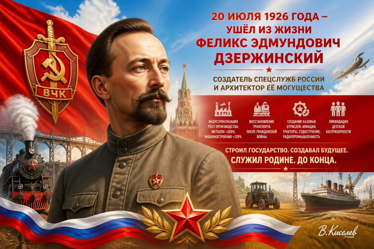 Виталий Киселев: 20 июля 1926 года. 100 лет назад ушёл из жизни Феликс Эдмундович Дзержинский