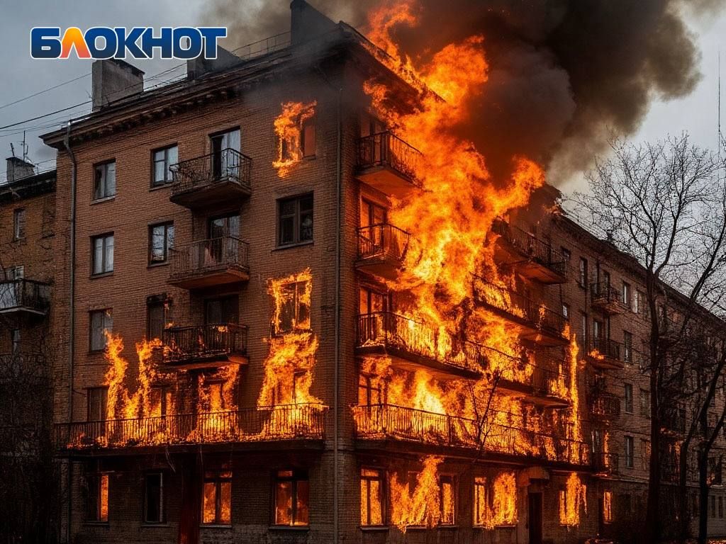 Загорелась квартира на 6м этаже 9-этажки этой ночью в Пролетарском районе Донецка