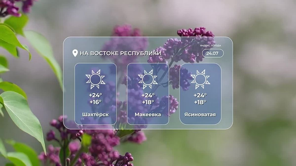 Доброе утро!. В пятницу, 24 июля, в Донецке ожидается облачная погода с вероятностью кратковременного дождя