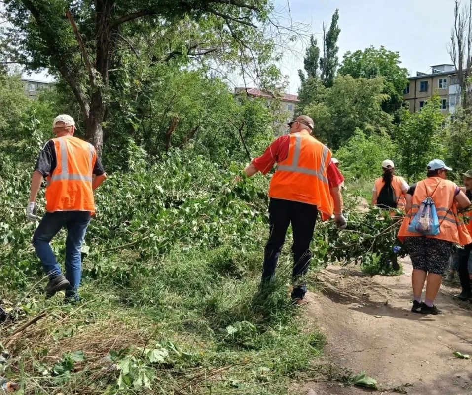 Коммунальщики Снежного продолжают благоустраивать территории общего пользования