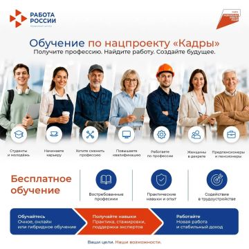 Если вас заинтересовала информация о национальном проекте "Кадры", обращайтесь в Кадровый центр в Мангушском м.о