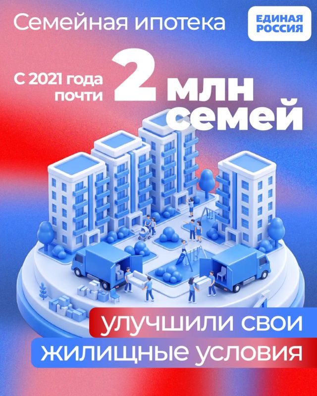 Почти два миллиона семей с 2021 года улучшили жилищные условия благодаря семейной ипотеке