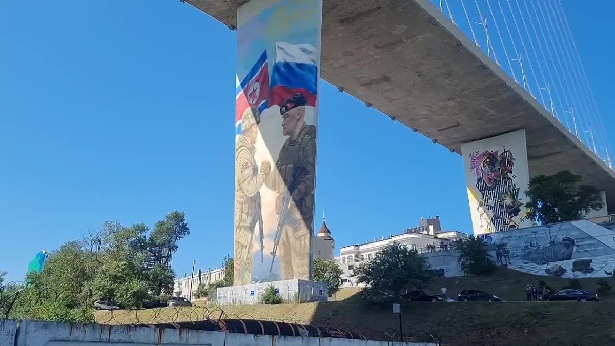 Во Владивостоке на одной из опор Золотого моста открыли новый «Мурал Победы», посвящённый боевому братству России и Корейской Народно-Демократической Республики. На масштабной росписи изображены российский морской пехотинец...