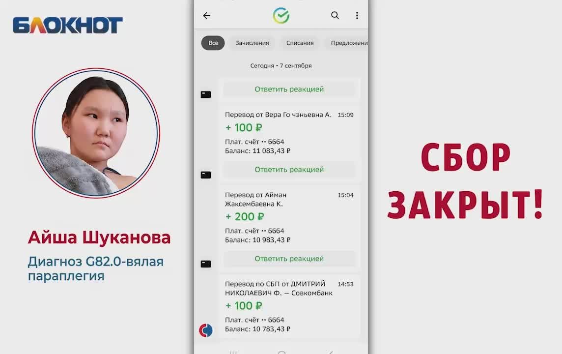 Сбор закрыт! 4,8 млн рублей собраны на лечение 12-летней Айши Шукановой