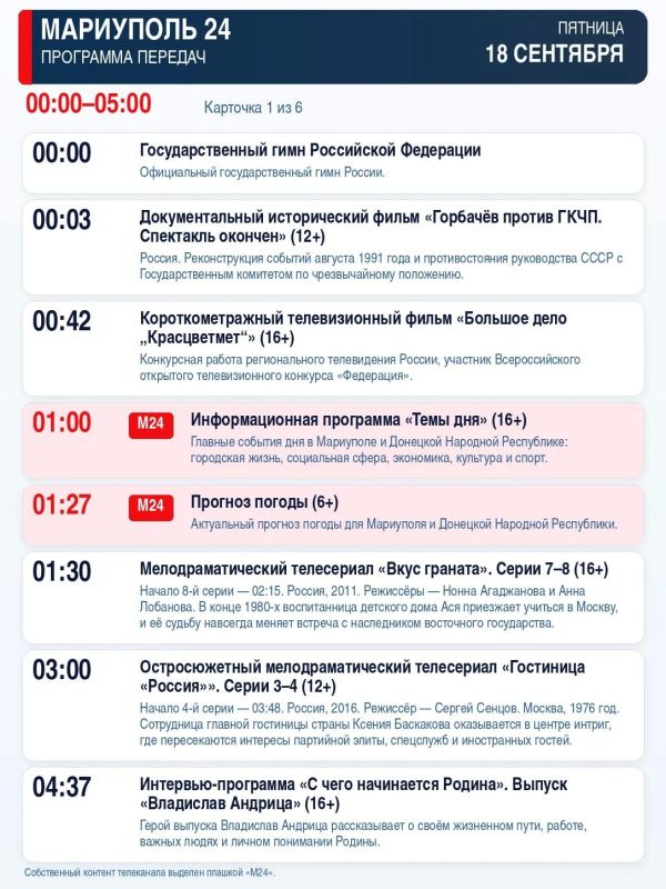 «Мариуполь 24» — программа передач