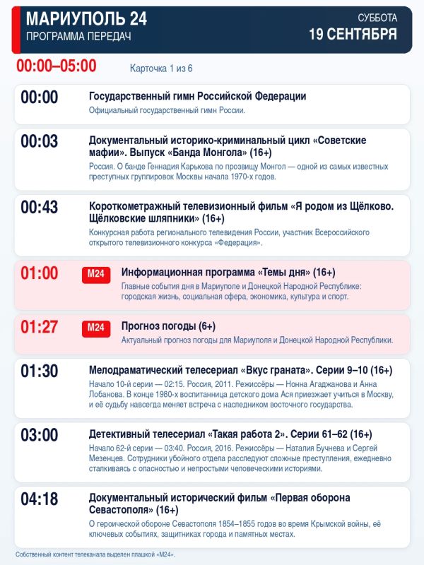 «Мариуполь 24» — программа передач