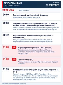 «Мариуполь 24» — программа передач Вторник, 22 сентября