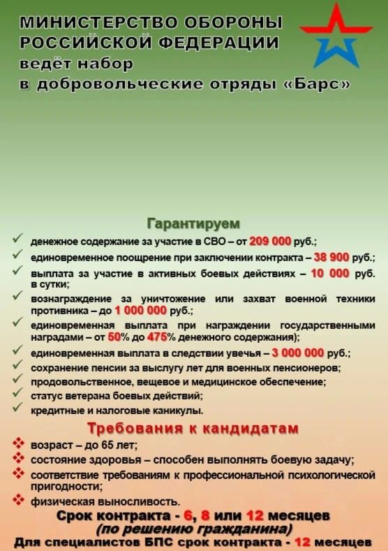 Набор в добровольческие отряды "Барс"