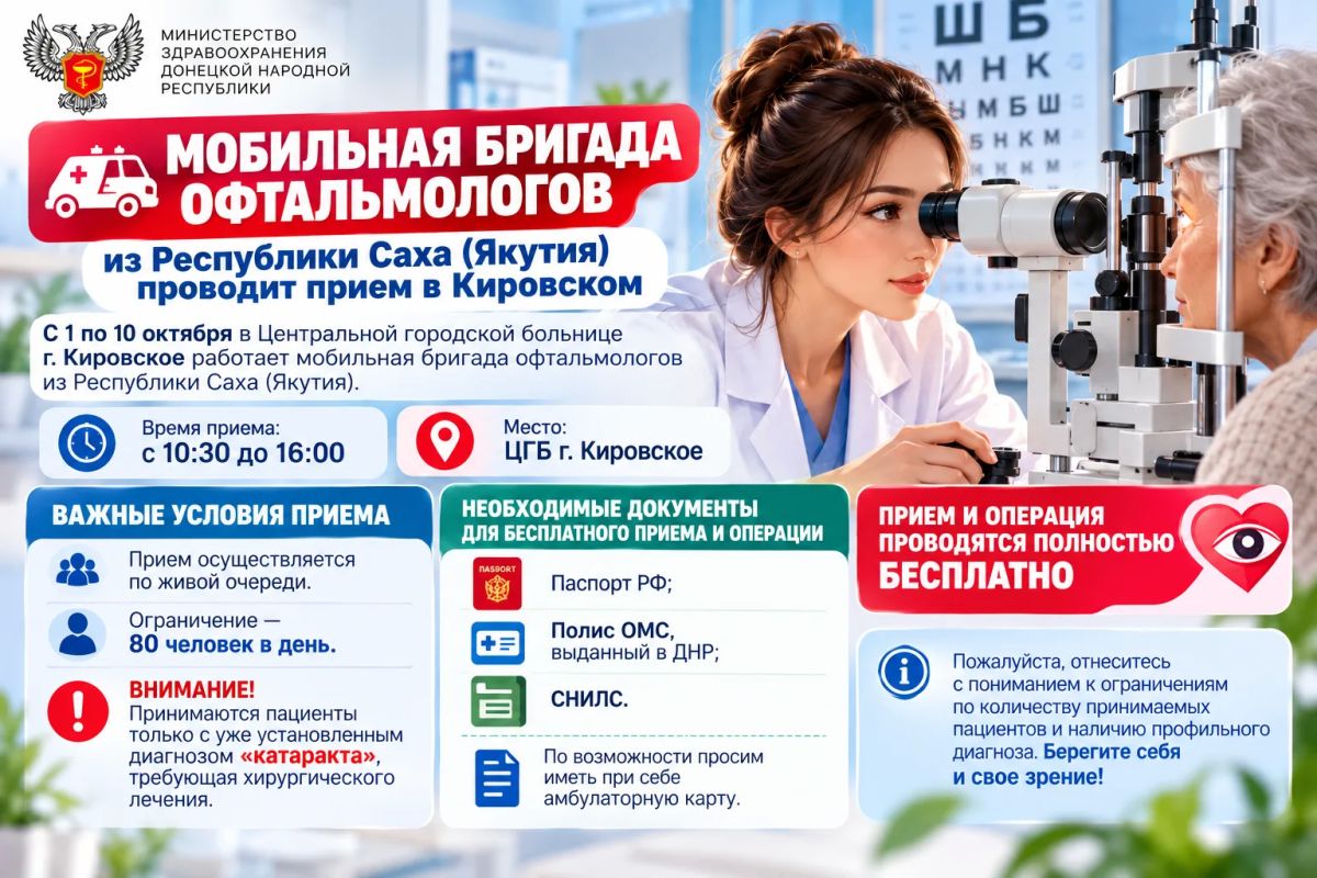 Мобильная бригада офтальмологов из Республики Саха (Якутия) проводит прием в г. Кировское