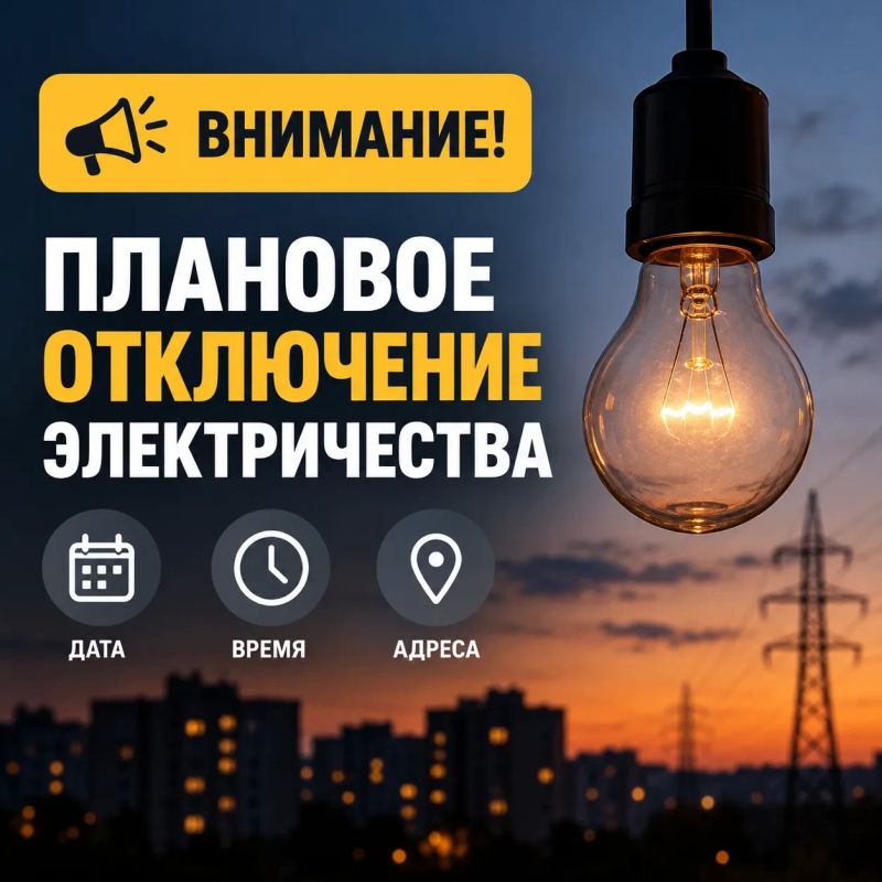 Наталья Великодная: По информации поступившей от Тельмановского РЭС - 20.10.2026 с 10:00 до 11:00 планируется отключение от электроэнергии населенные пункты Тельмановского муниципального округа