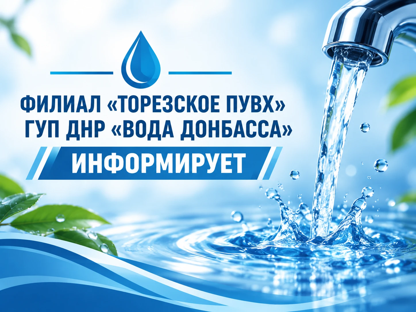 Уважаемые торезцы!. Филиал «Торезское ПУВКХ» ГУП ДНР «Вода Донбасса» информирует, что по состоянию на 9:00 30.10.2026 в городской округ Торез за предыдущие сутки поступило воды: 700мм – 4,0 тыс