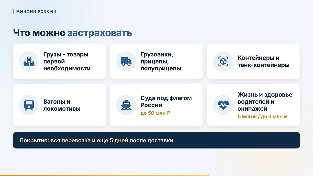 Минфин России о механизме страхования военных рисков с государственной поддержкой при грузоперевозках